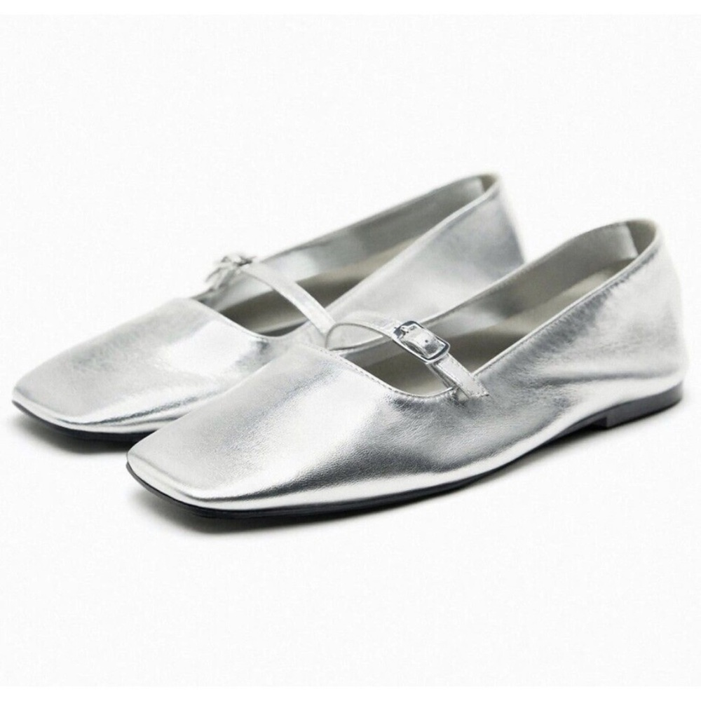 Zara Silver Flats